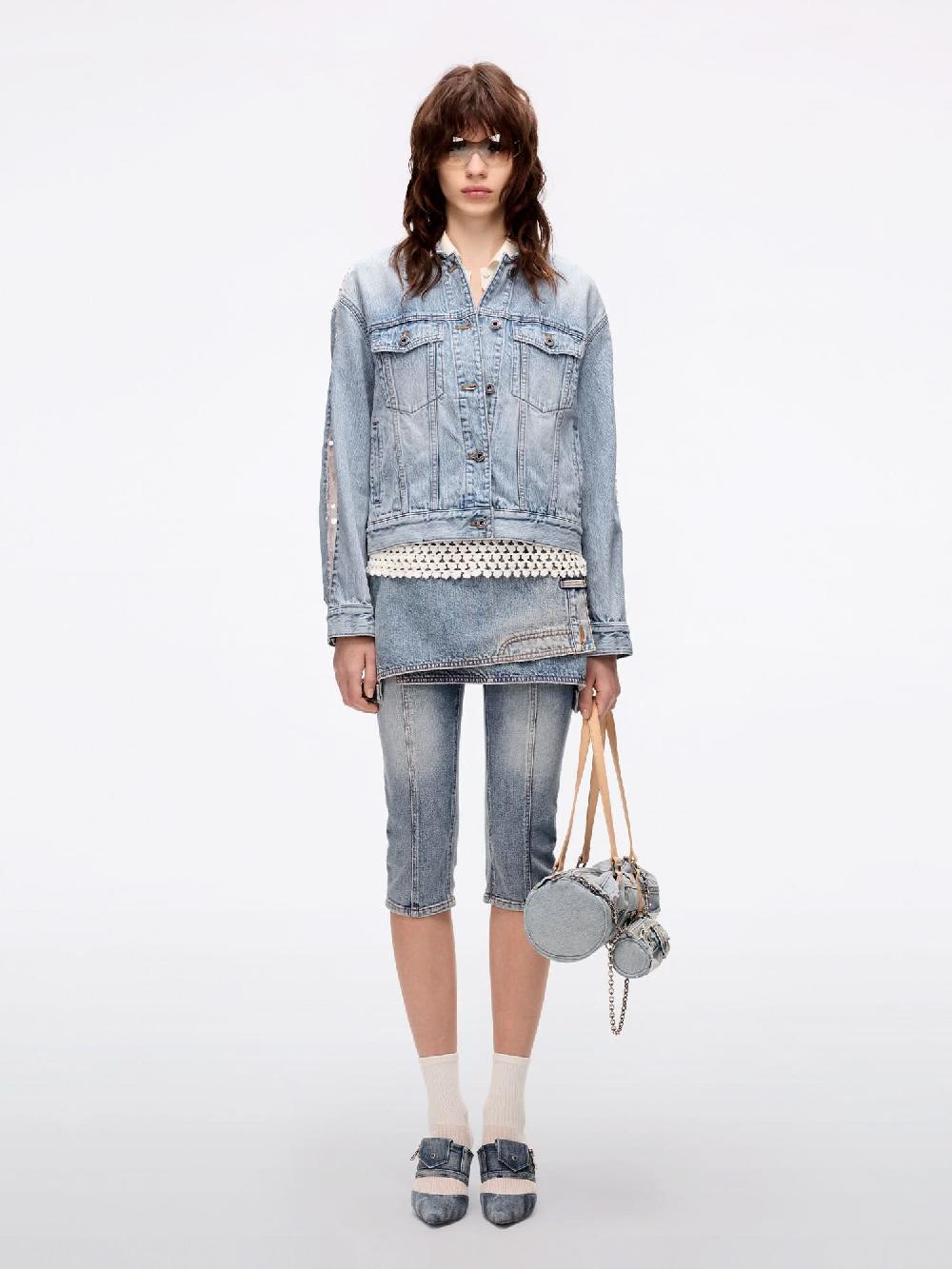 Miss Sixty MESH AND BEADED DENIM JACKET LIGHT BLUE