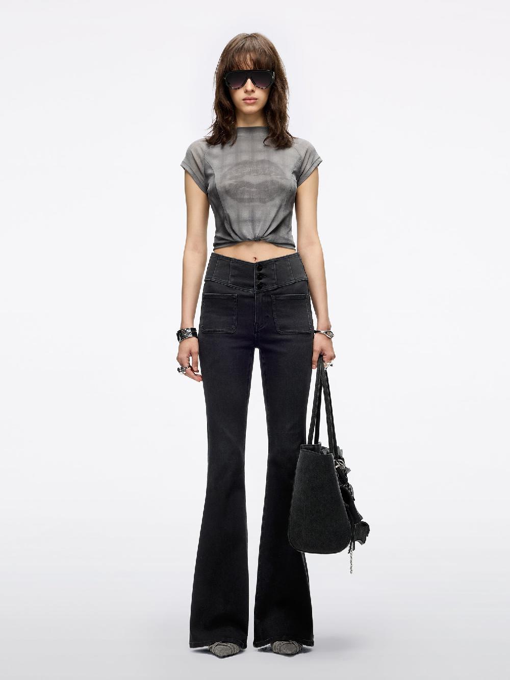 Miss Sixty MOCK NECK LIPS PRINT T-SHIRT PARIS GREY