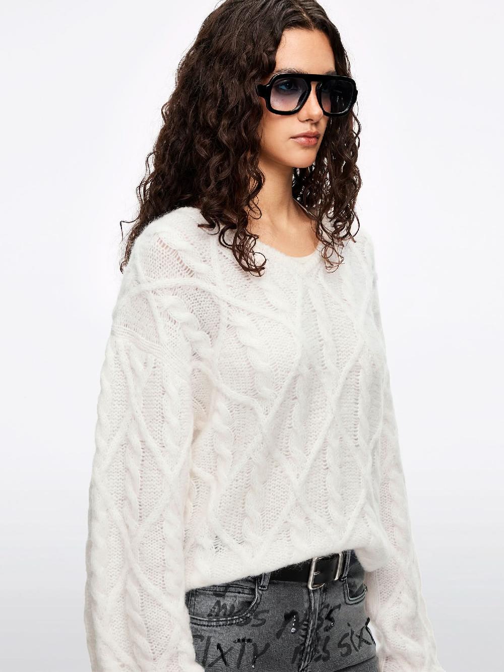 Miss Sixty MOHAIR-BLEND KNIT TOP WHITE