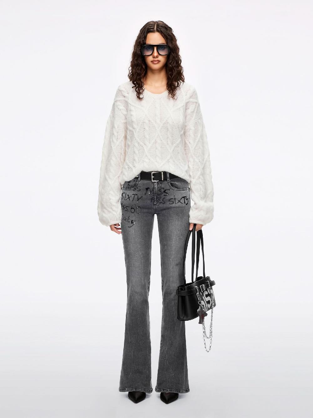 Miss Sixty MOHAIR-BLEND KNIT TOP WHITE