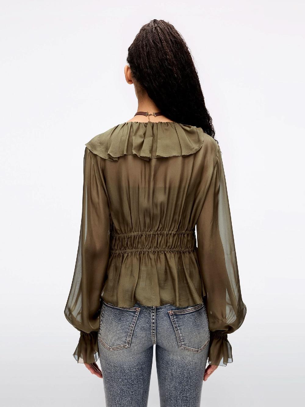 Miss Sixty MULBERRY SILK SHIRT KHAKI GREEN