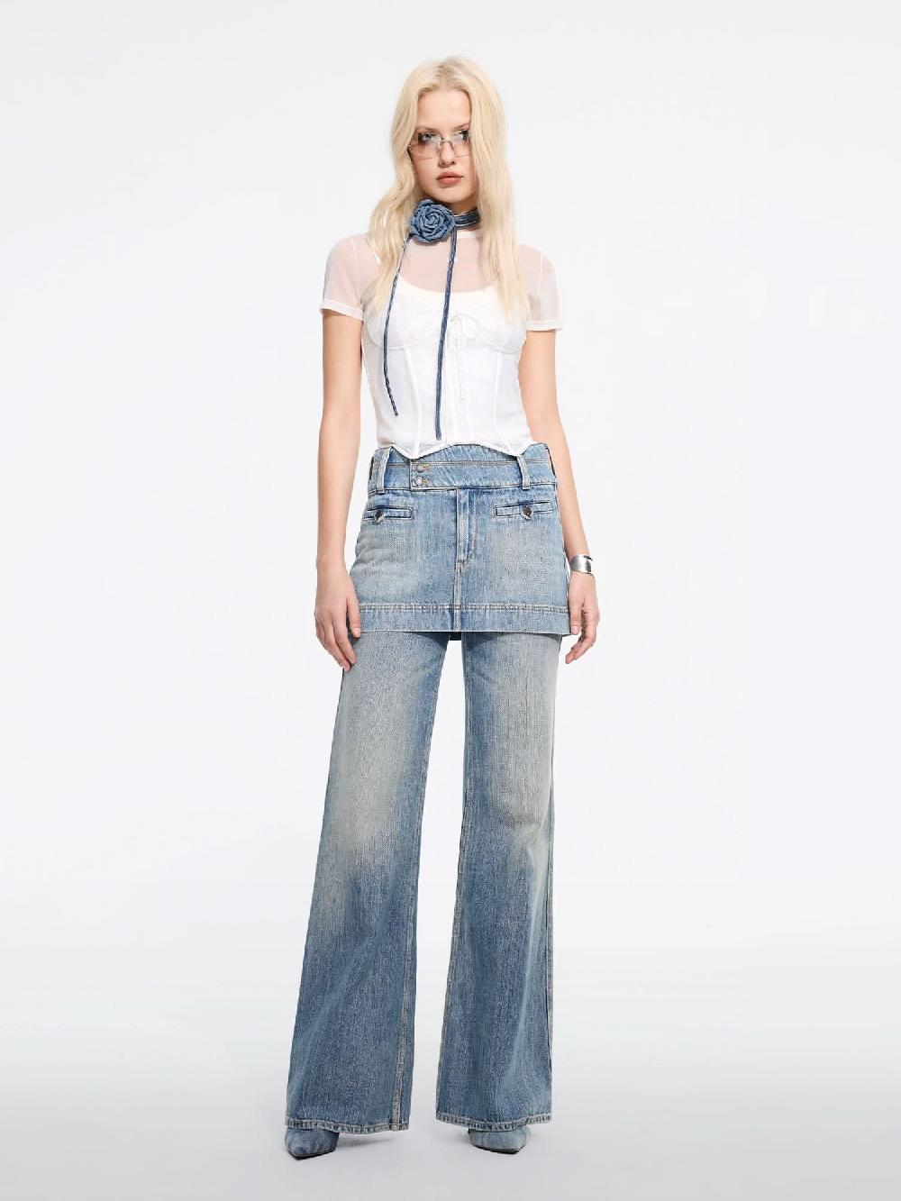 Miss Sixty MULTI-BUTTON DENIM SKIRT MIDDLE BLUE