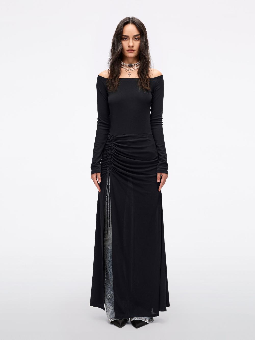 miss sixty OFF-SHOULDER BLACK DRESS BLACK