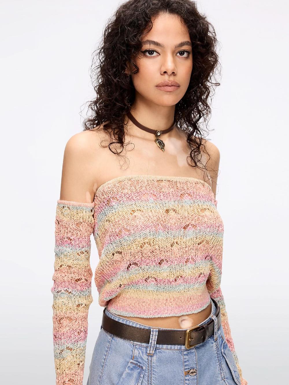 Miss Sixty OFF-SHOULDER KNIT TOP MULTICOLOUR