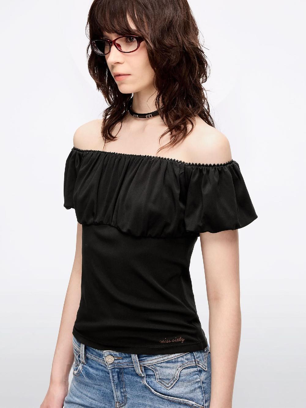 Miss Sixty OFF-SHOULDER T-SHIRT BLACK