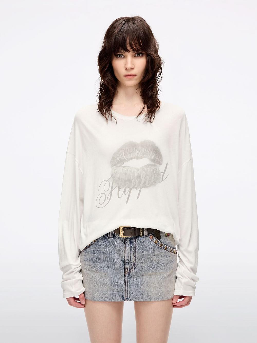 miss sixty OVERSIZED LIP PRINT T-SHIRT WHITE