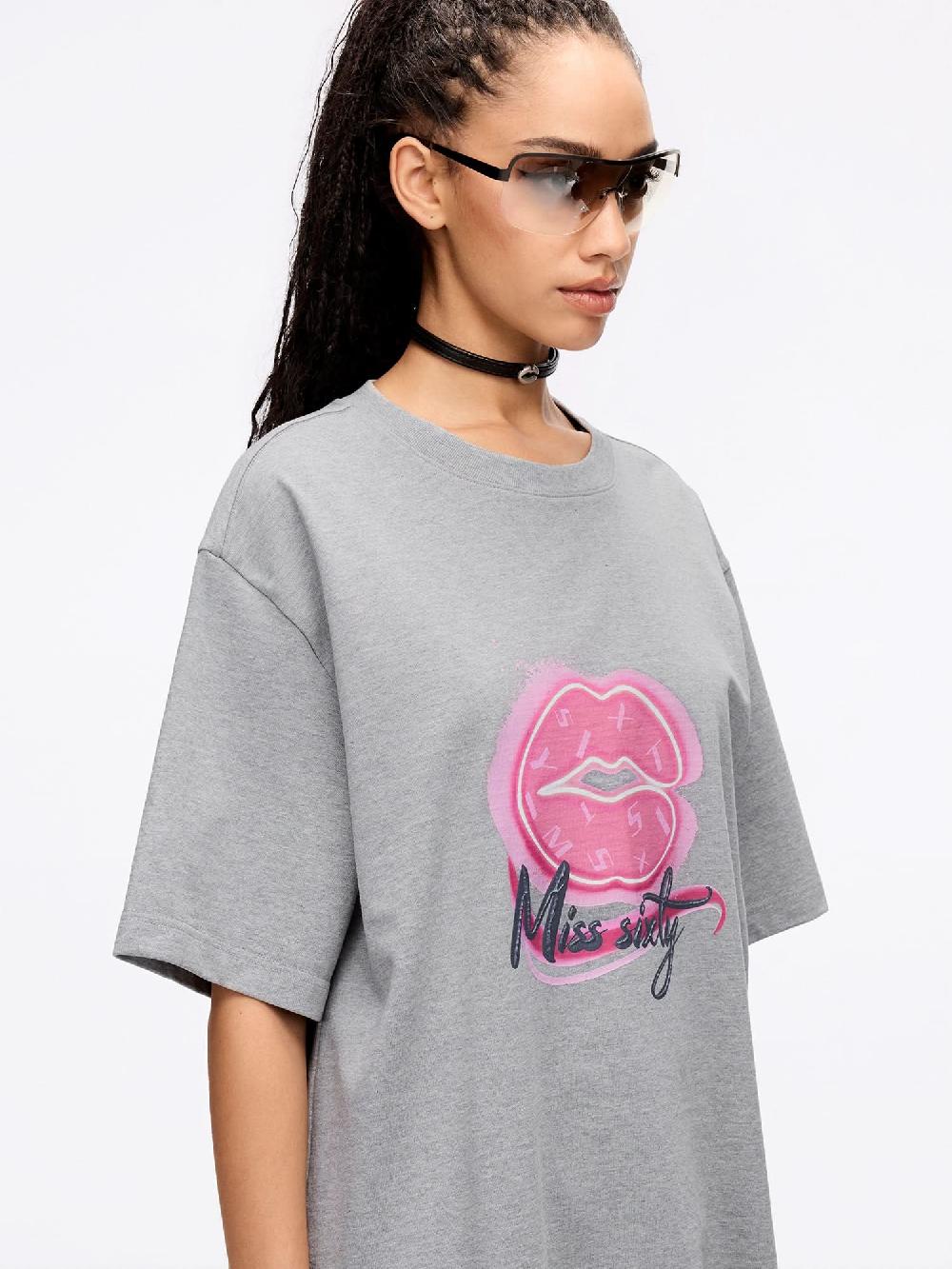 Miss Sixty OVERSIZED PRINTED T-SHIRT HEATHER GREY