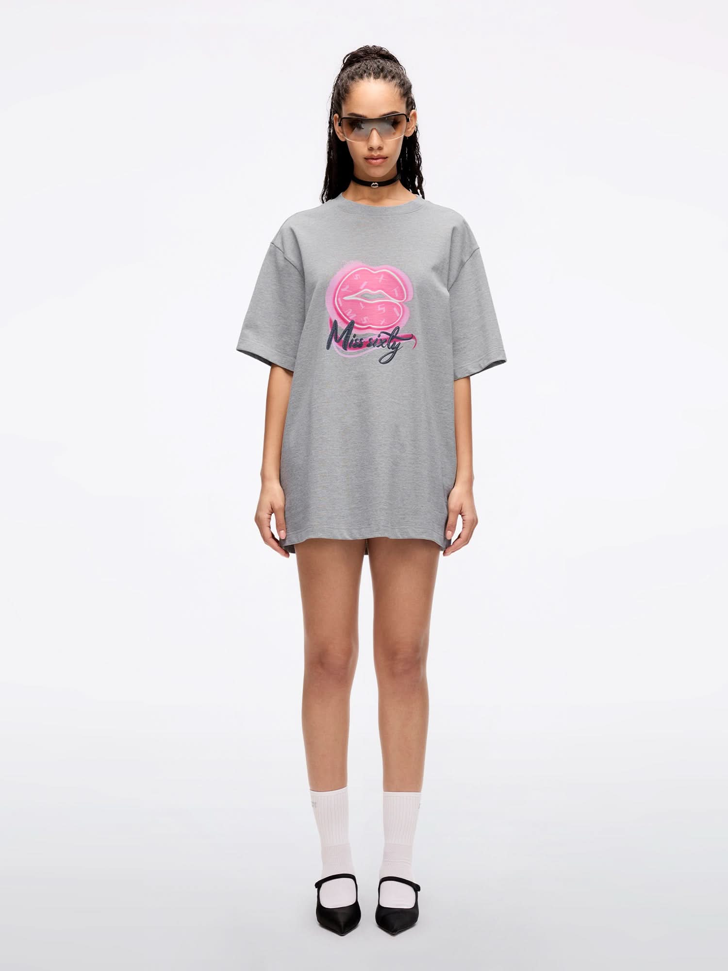 Miss Sixty OVERSIZED PRINTED T-SHIRT HEATHER GREY
