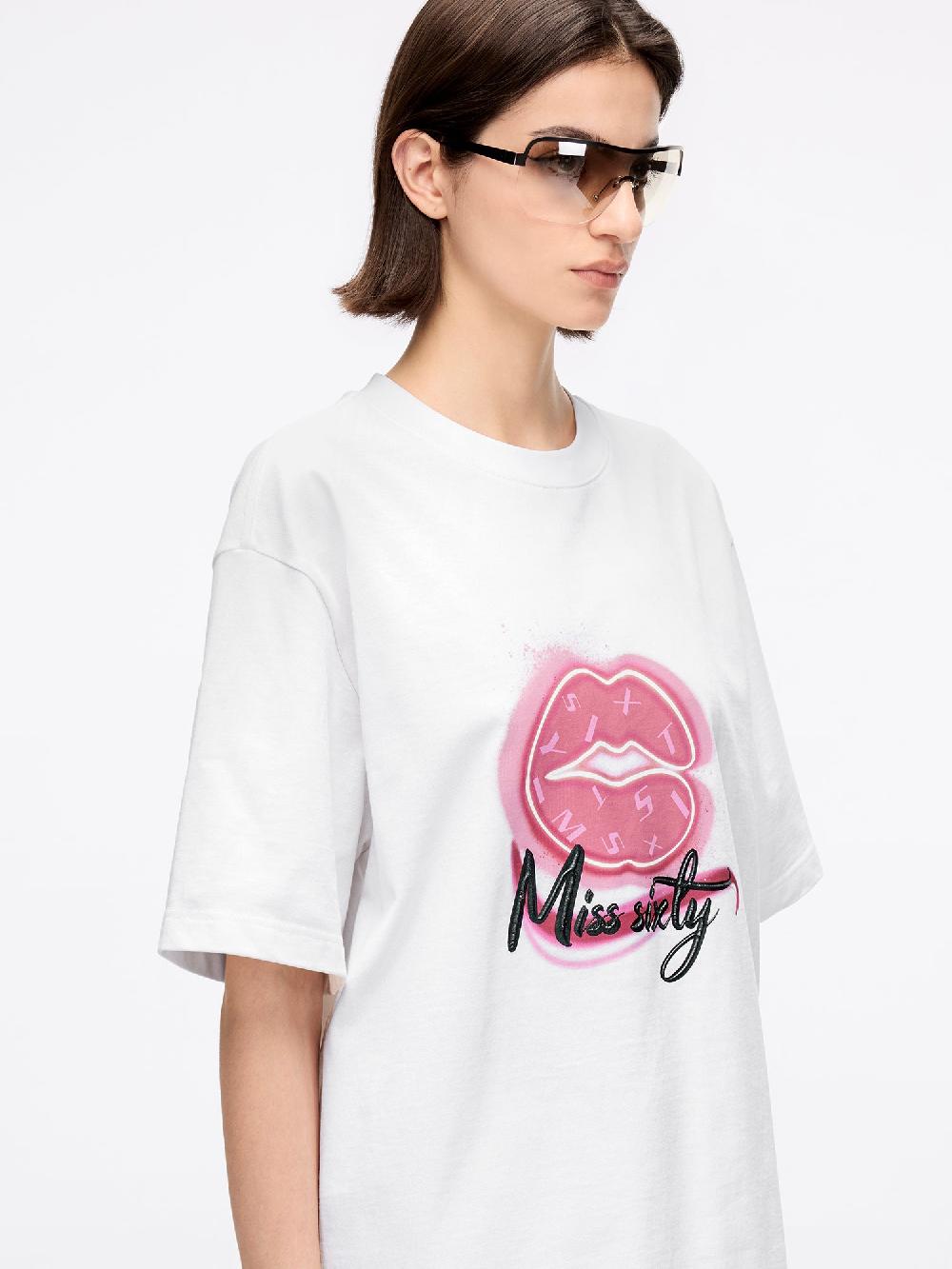 Miss Sixty OVERSIZED PRINTED T-SHIRT WHITE