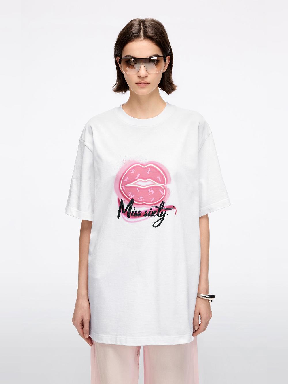 miss sixty OVERSIZED PRINTED T-SHIRT WHITE