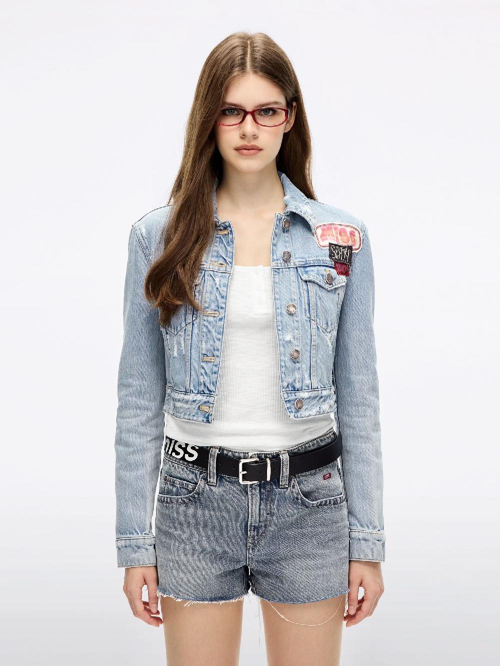 miss sixty PATCHWORK DENIM JACKET MIDDLE BLUE