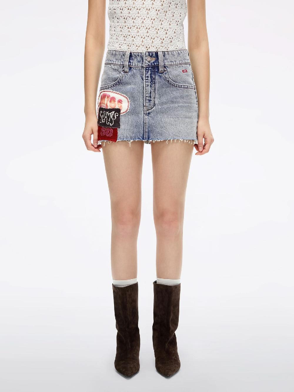 miss sixty PATCHWORK DENIM MINI SKIRT MIDDLE BLUE