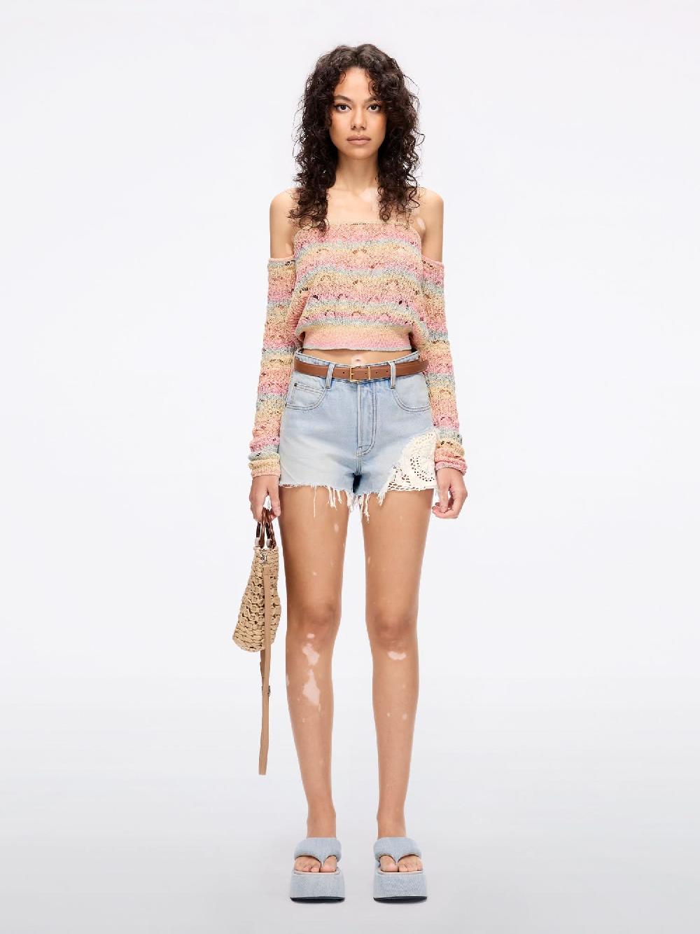 Miss Sixty PATCHWORK DENIM SHORTS LIGHT BLUE