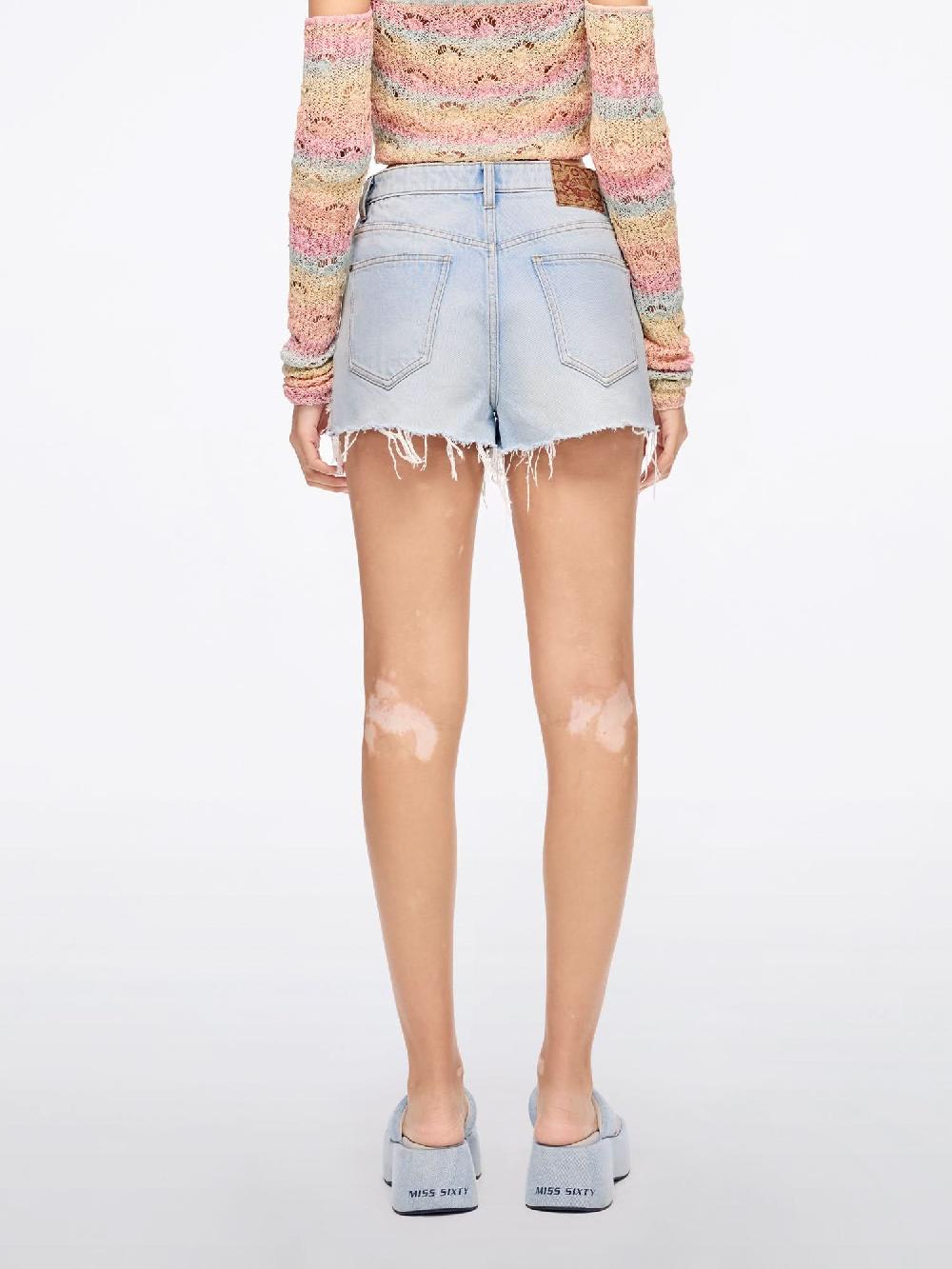 Miss Sixty PATCHWORK DENIM SHORTS LIGHT BLUE