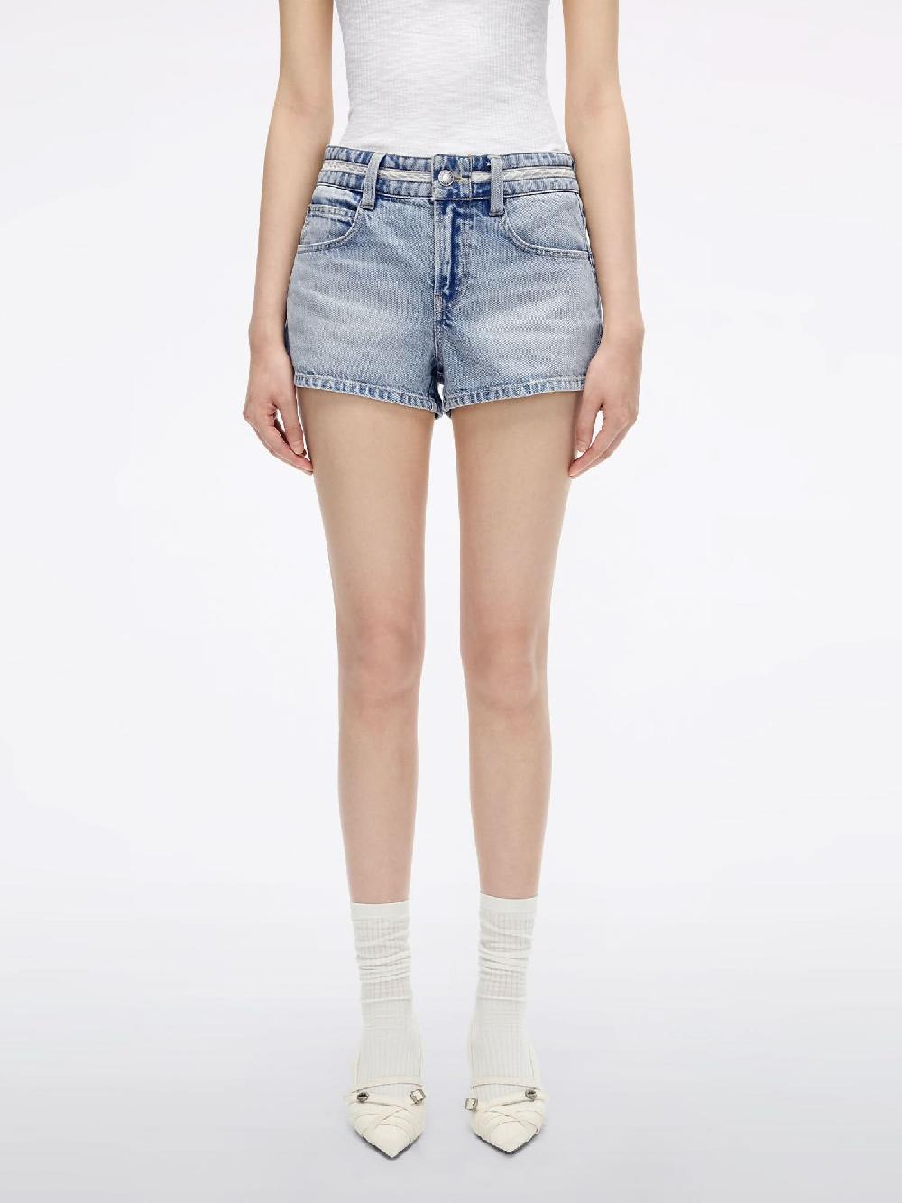 miss sixty PATCHWORK DENIM SHORTS LIGHT BLUE