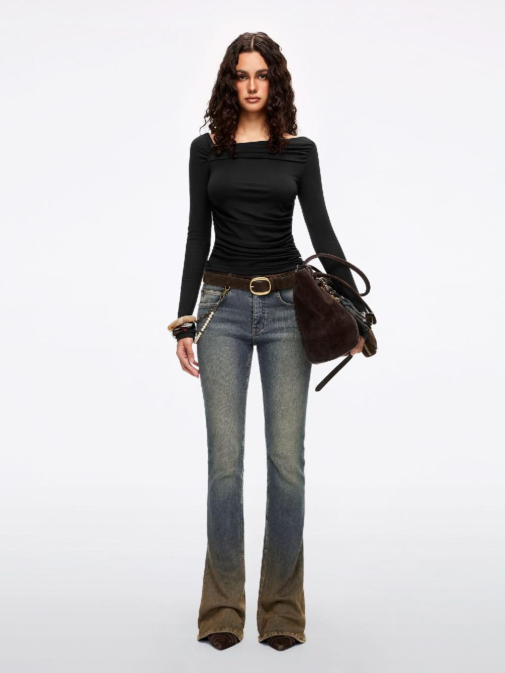 Miss Sixty PATCHWORK FLARED JEANS MIDDLE BLUE