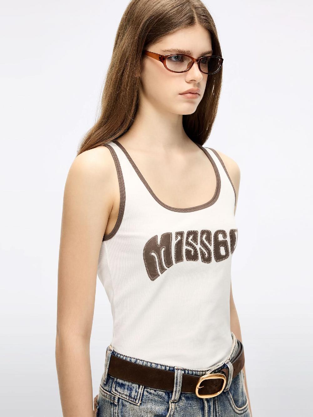 Miss Sixty PATCHWORK SLEEVELESS T-SHIRT WHITE