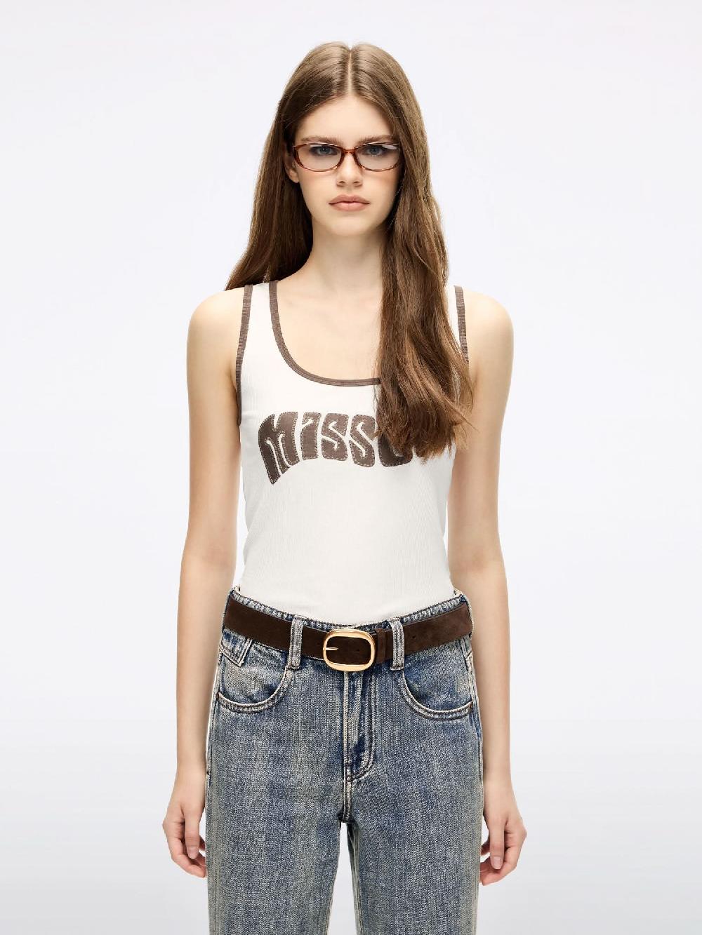 miss sixty PATCHWORK SLEEVELESS T-SHIRT WHITE
