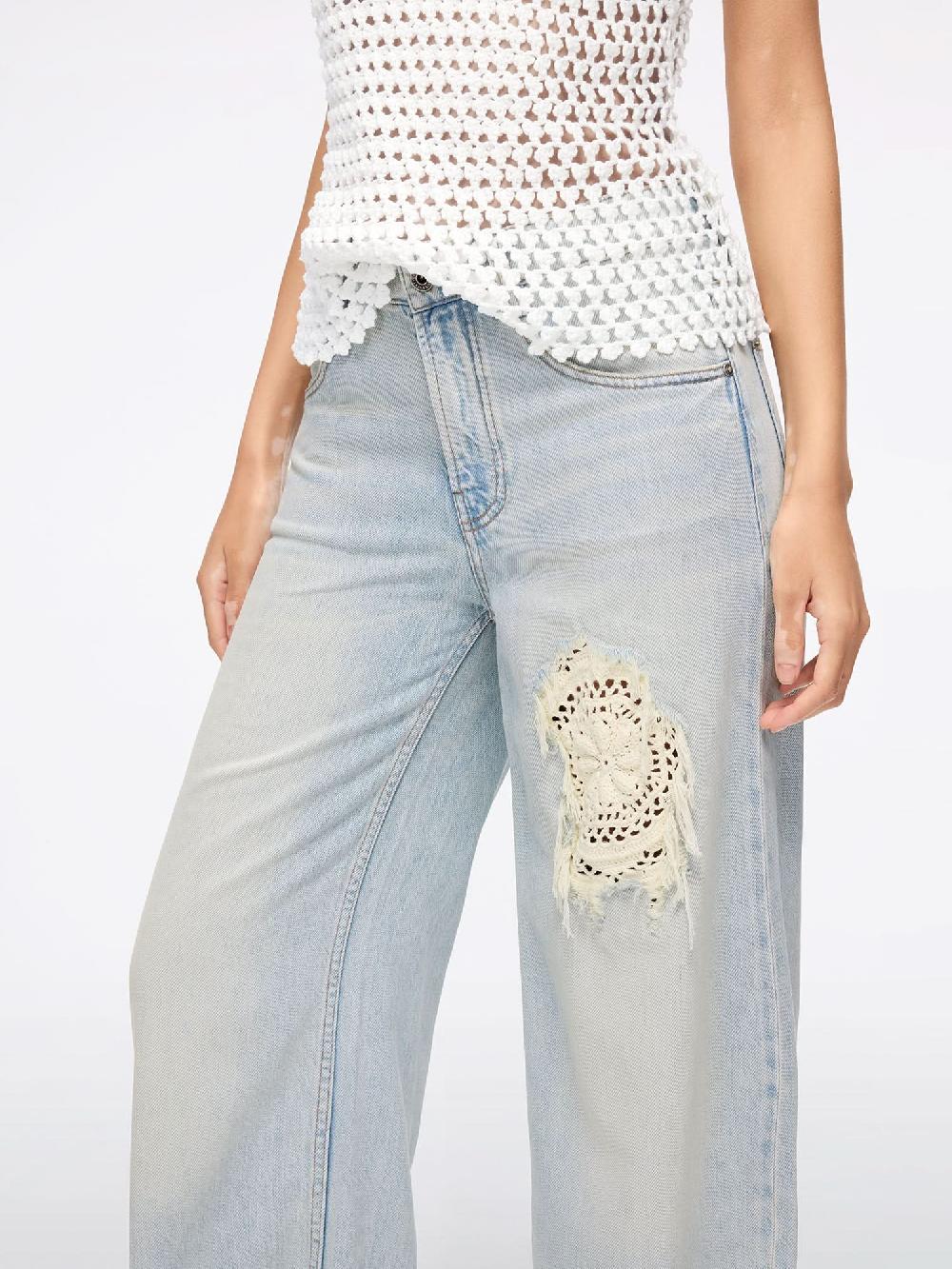 Miss Sixty PATCHWORK STRAIGHT-LEG JEANS LIGHT BLUE