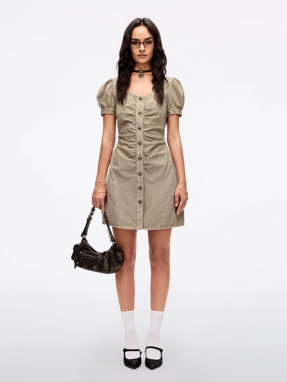 Miss Sixty PLEATED DENIM DRESS KHAKI