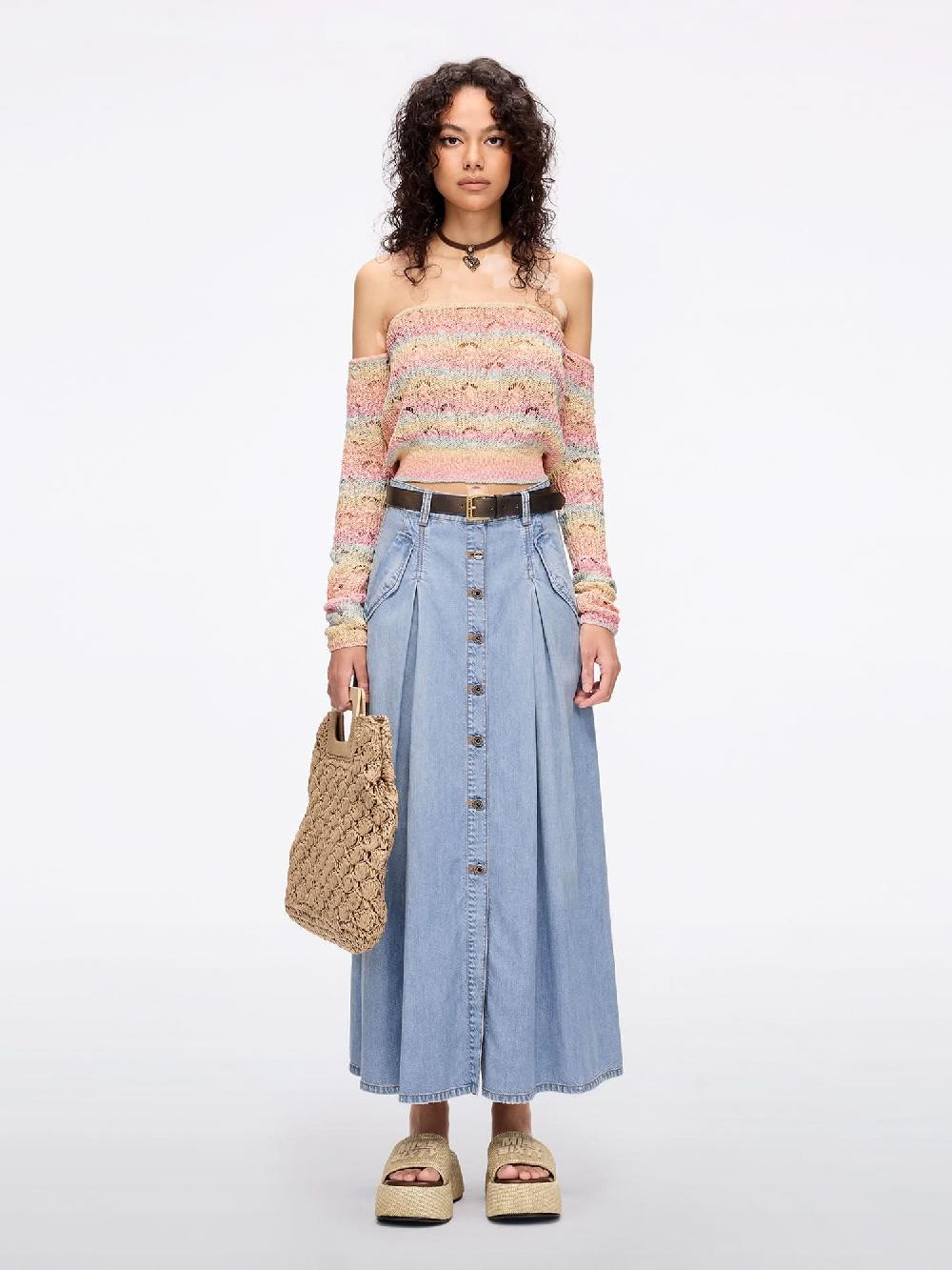 Miss Sixty PLEATED DENIM SKIRT LIGHT BLUE