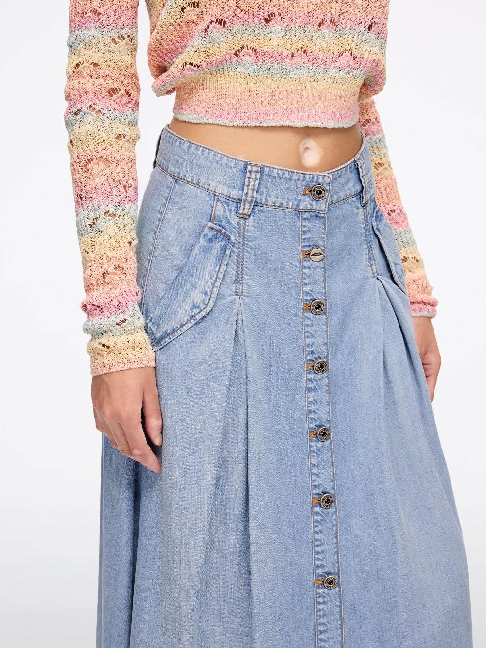 Miss Sixty PLEATED DENIM SKIRT LIGHT BLUE