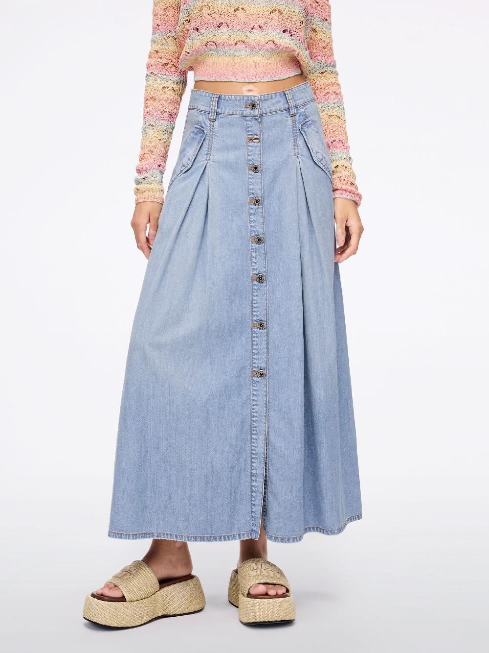 miss sixty PLEATED DENIM SKIRT LIGHT BLUE