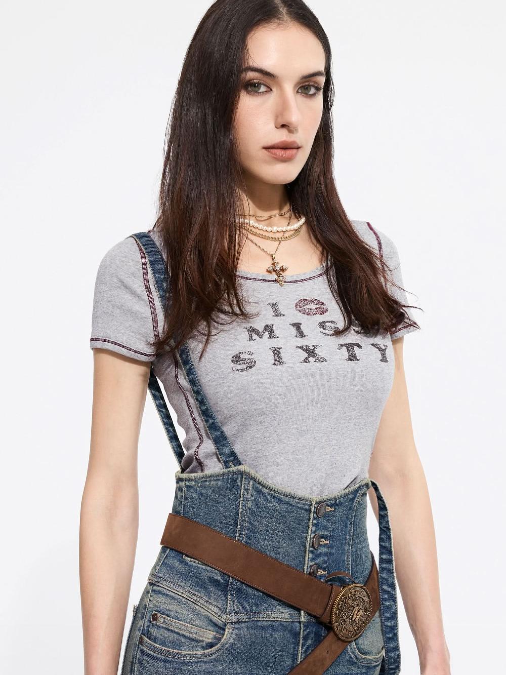 Miss Sixty PRINTED CREW NECK T-SHIRT HEATHER GREY