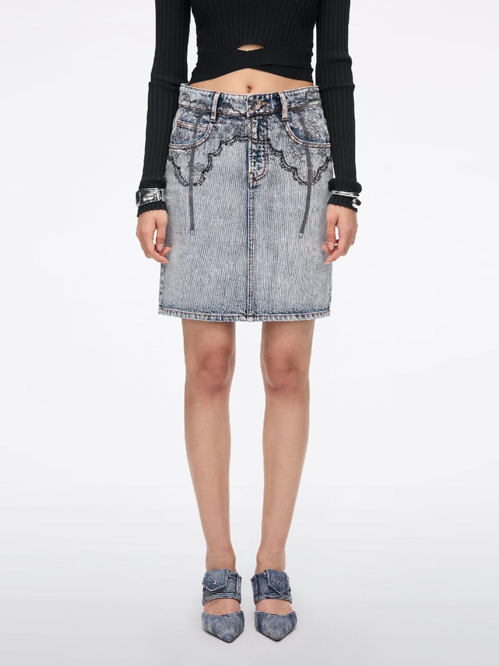 miss sixty PRINTED DENIM MINI SKIRT LIGHT BLUE