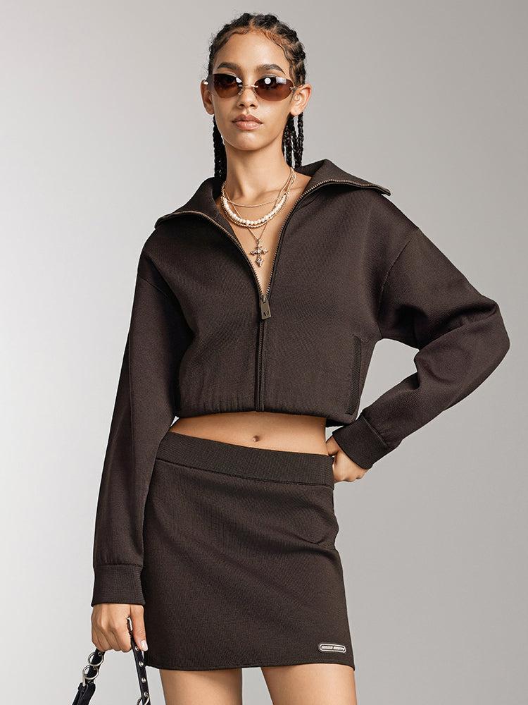 miss sixty PRINTED KNITTED JACKET DARK COFFEE