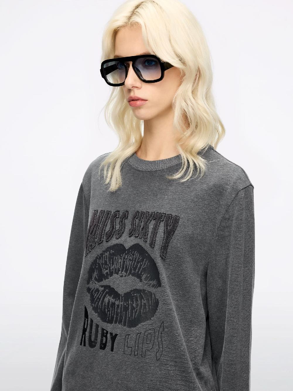 Miss Sixty PRINTED LONG-SLEEVE T-SHIRT GREY