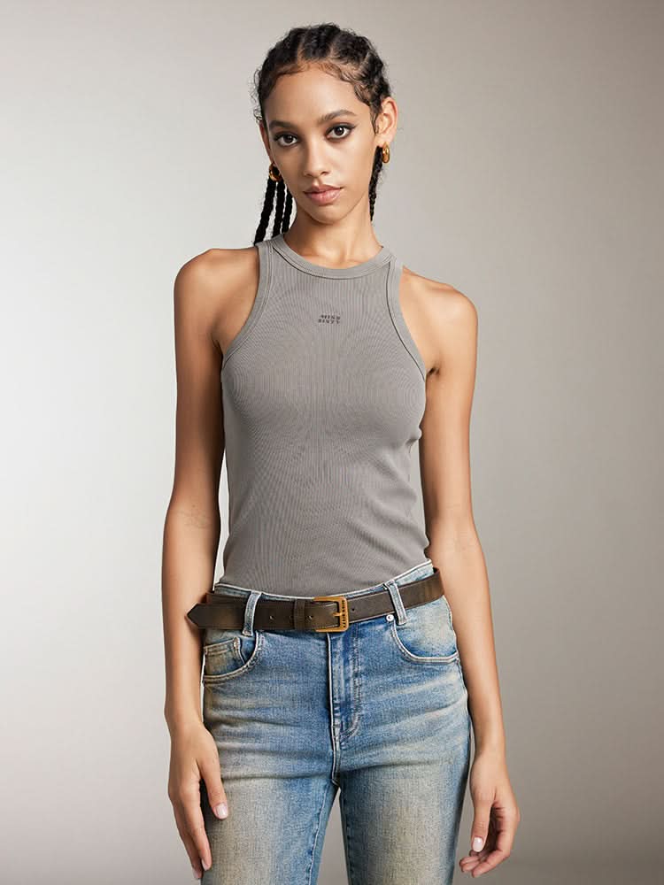 miss sixty PRINTED SLIM FIT TANK TOP LIGHT GREY