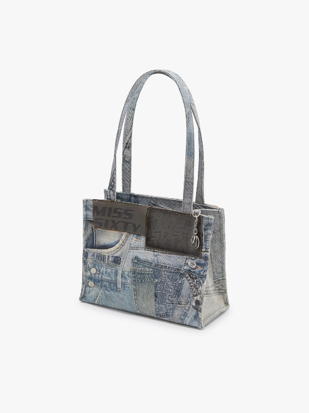 Miss Sixty PRINTED TOTE BAG BLUE DENIM
