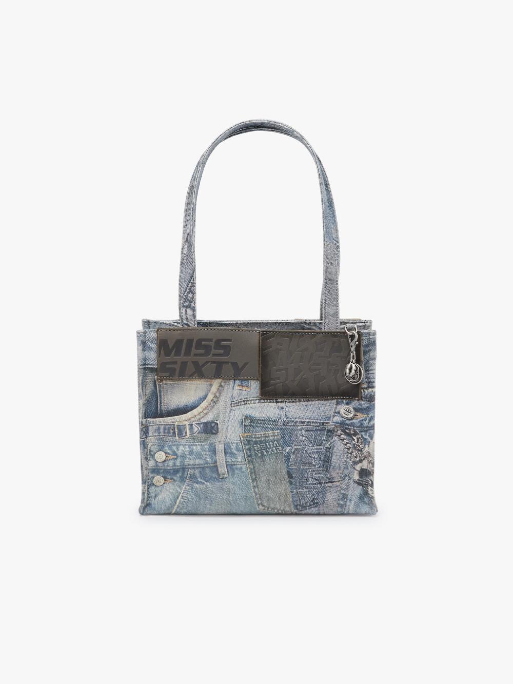miss sixty PRINTED TOTE BAG BLUE DENIM