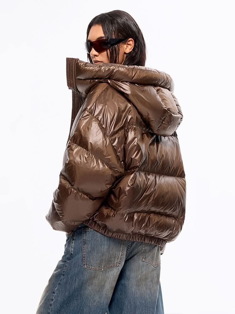 Miss Sixty PUFFER JACKET WITH HOOD COFFEE COLOR