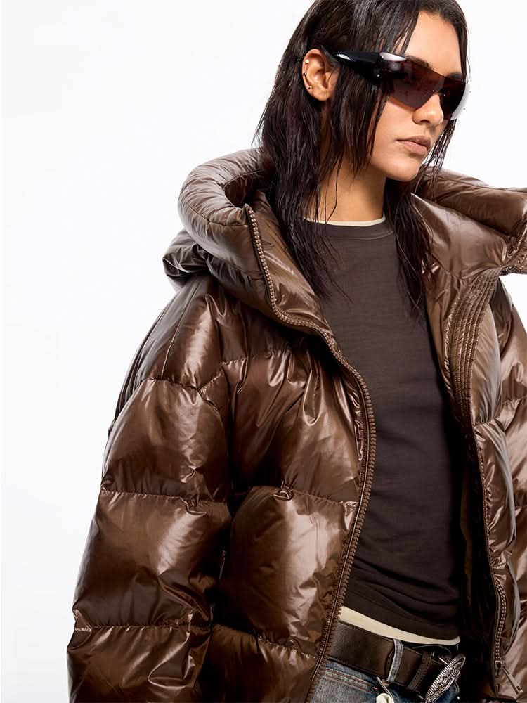 Miss Sixty PUFFER JACKET WITH HOOD COFFEE COLOR