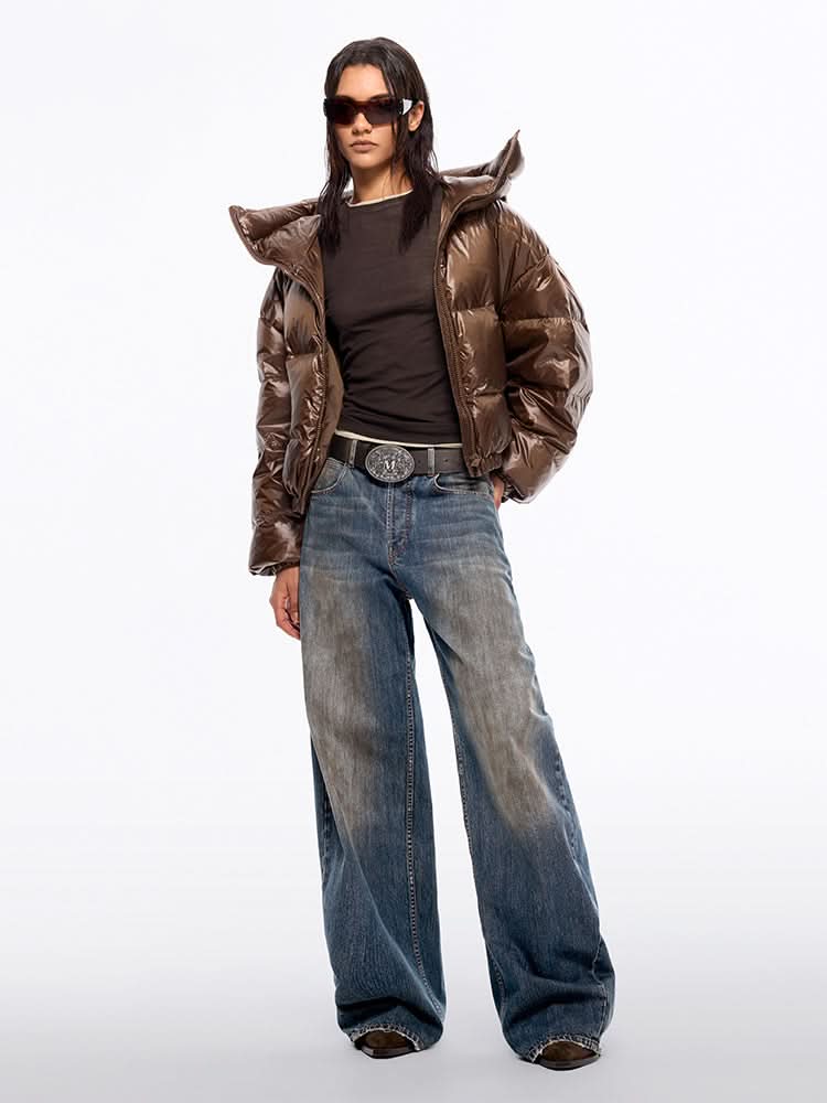 Miss Sixty PUFFER JACKET WITH HOOD COFFEE COLOR