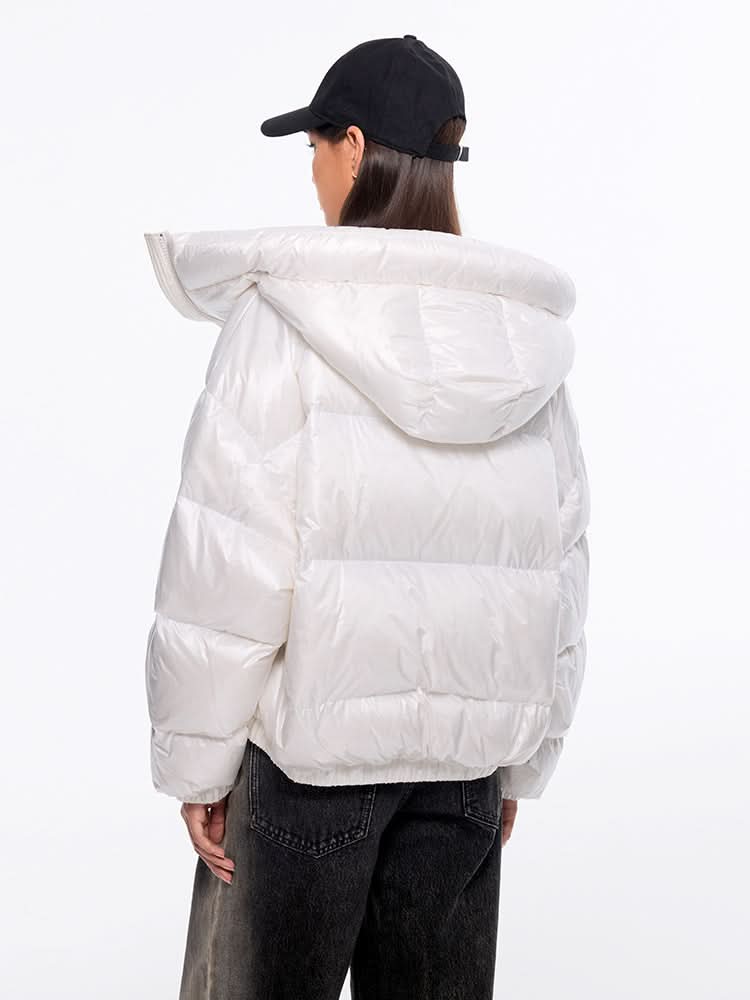 Miss Sixty PUFFER JACKET WITH HOOD PEARL WHITE