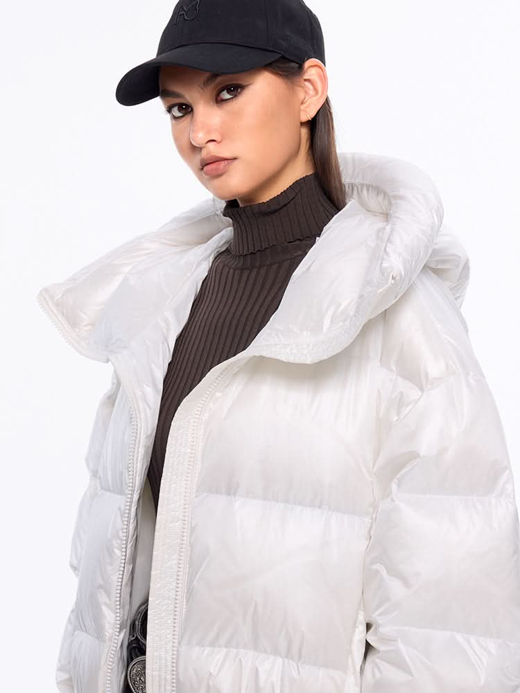 Miss Sixty PUFFER JACKET WITH HOOD PEARL WHITE