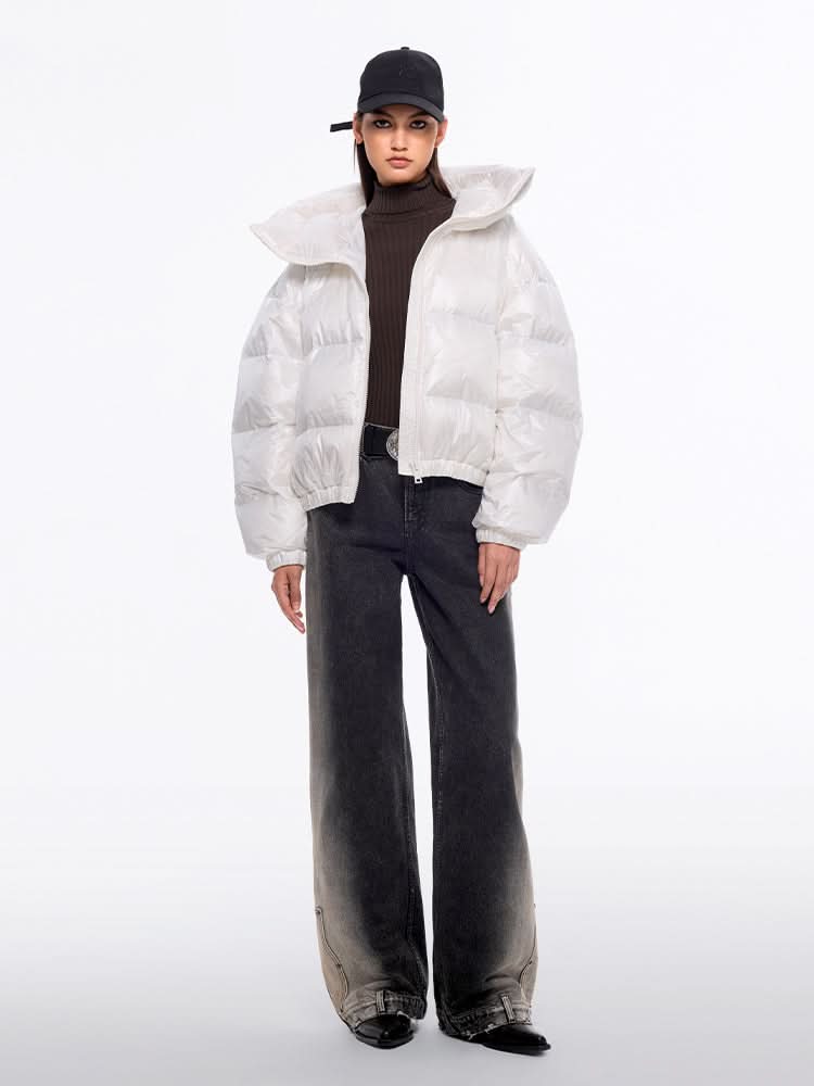 Miss Sixty PUFFER JACKET WITH HOOD PEARL WHITE