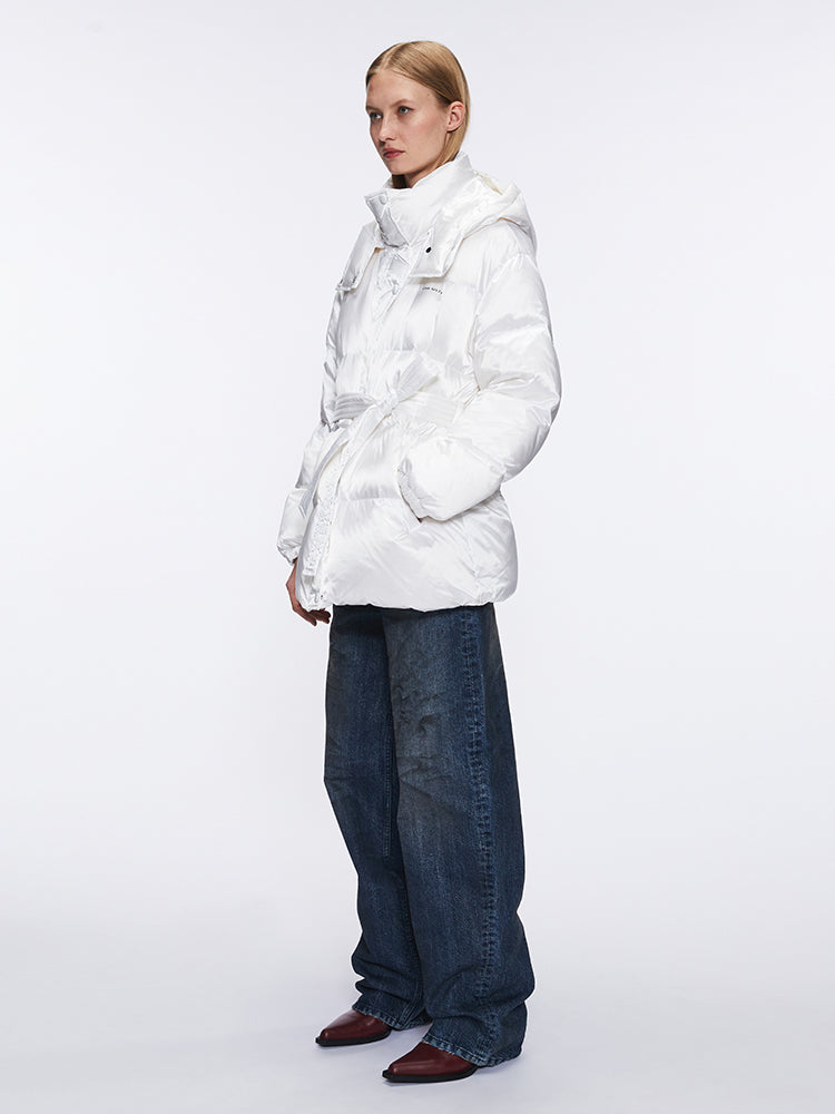 Miss Sixty PUFFY JACKET WITH BELT WHITE