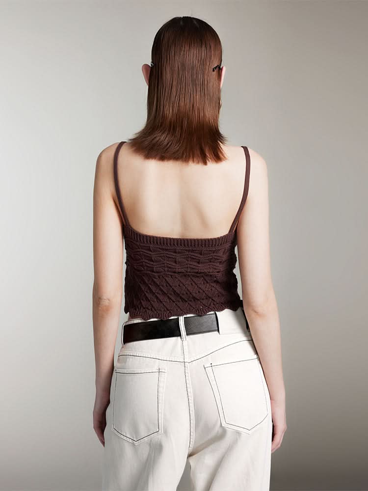 Miss Sixty RESORT STYLE CROCHET CAMISOLE COFFEE