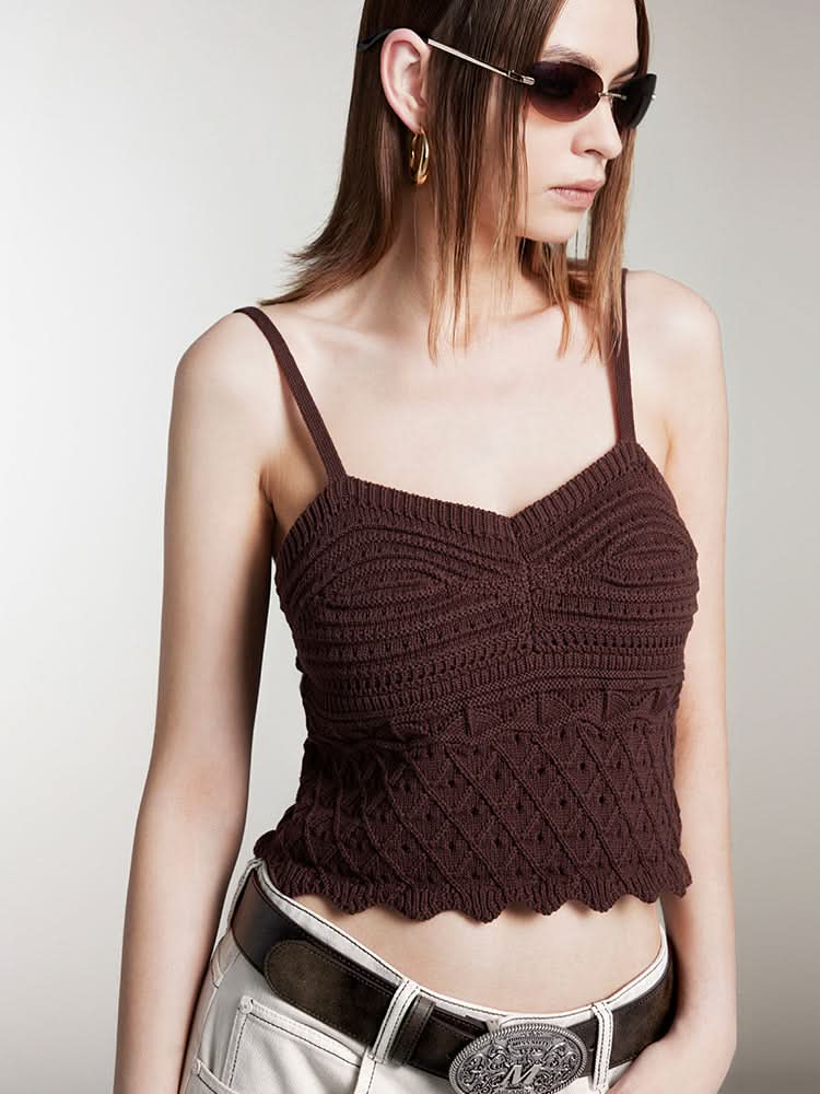 Miss Sixty RESORT STYLE CROCHET CAMISOLE COFFEE