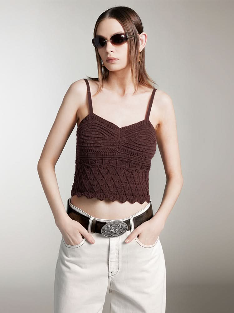 miss sixty RESORT STYLE CROCHET CAMISOLE COFFEE