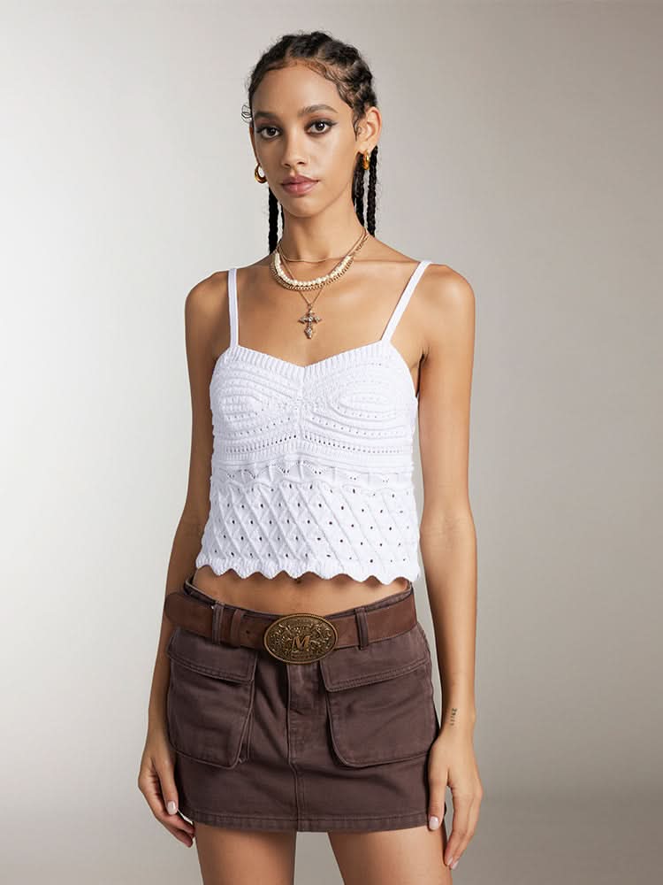 miss sixty RESORT STYLE CROCHET CAMISOLE WHITE