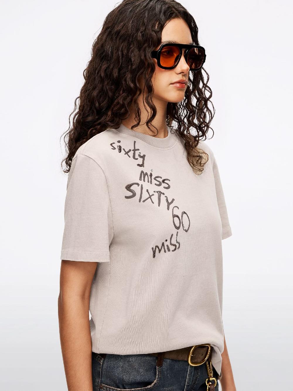 Miss Sixty RHINESTONE EMBROIDERED T-SHIRT KHAKI