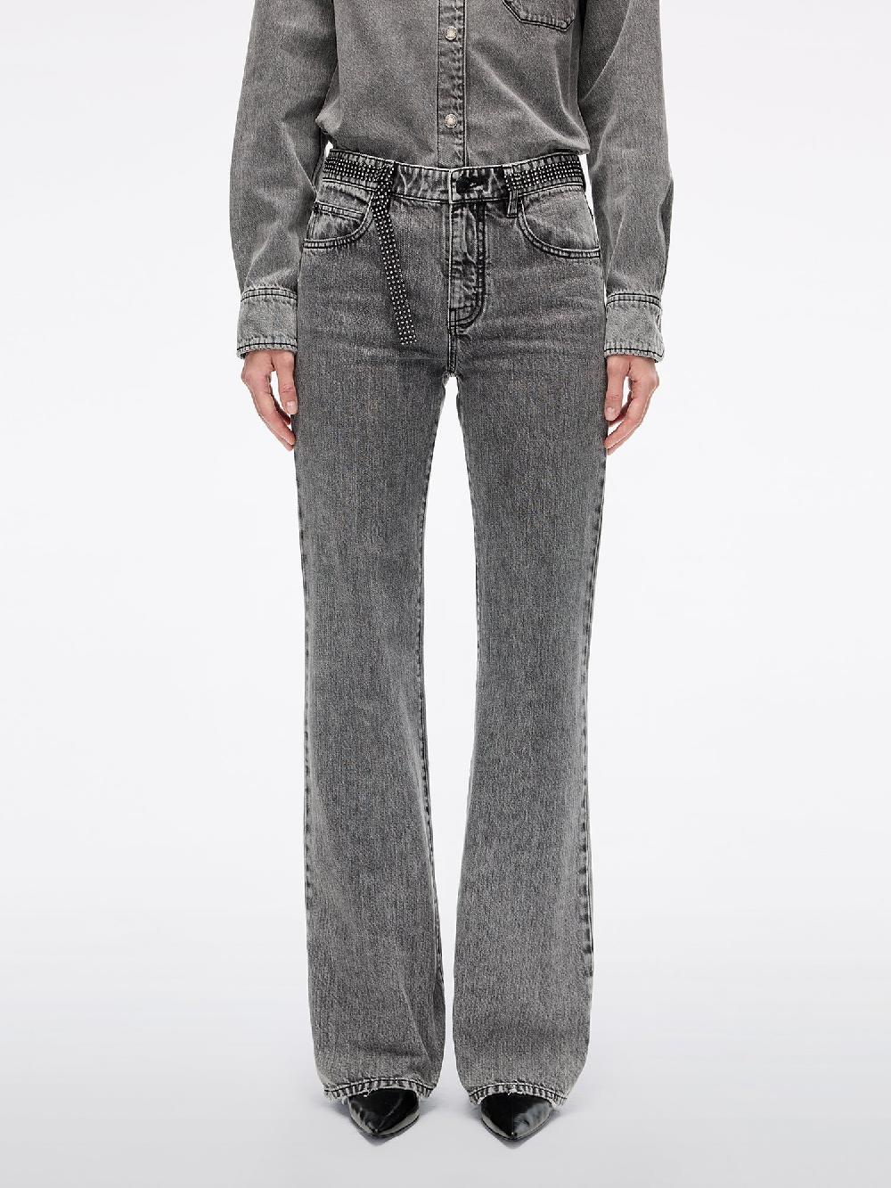 miss sixty RHINESTONE FLARED DENIM JEANS BLACK FOG