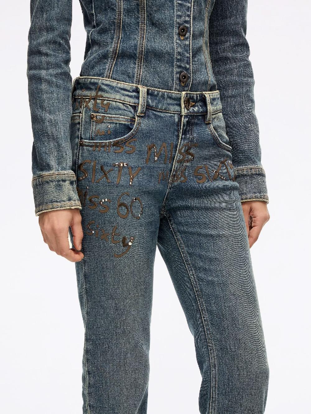 Miss Sixty RHINESTONE FLARED JEANS MIDDLE BLUE