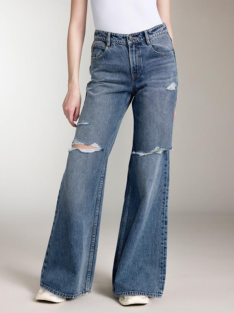 miss sixty RIPPED STRAIGHT FIT JEANS MIDDLE BLUE