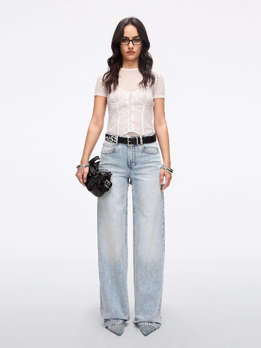 Miss Sixty RIPPED STRAIGHT-LEG JEANS LIGHT BLUE